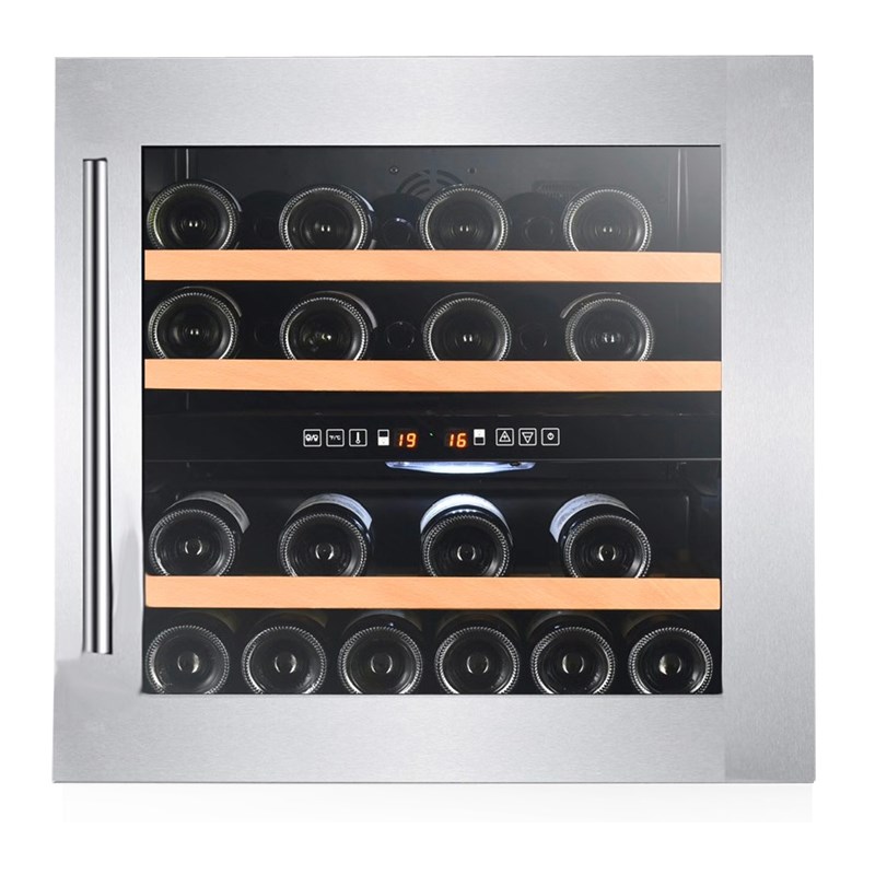 厨房吧台橱柜嵌入式恒温酒柜红酒冰箱葡萄酒冷藏酒柜不锈钢双温区