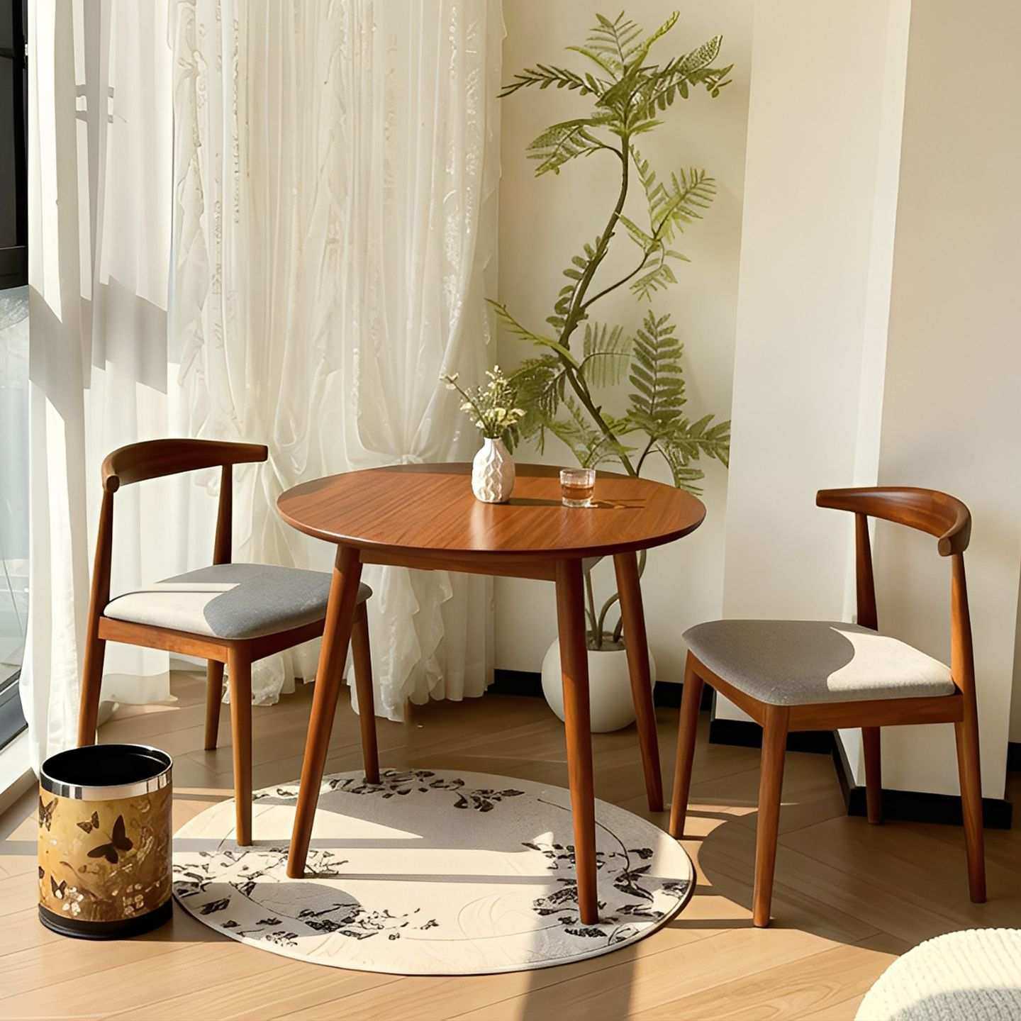 咖啡桌实木圆桌阳台精致小茶桌客厅家用茶几小型桌椅组合喝茶桌子