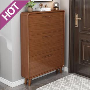 zsr纯实木鞋柜超薄大容量家用门口小户型翻斗式简约现代门厅柜省