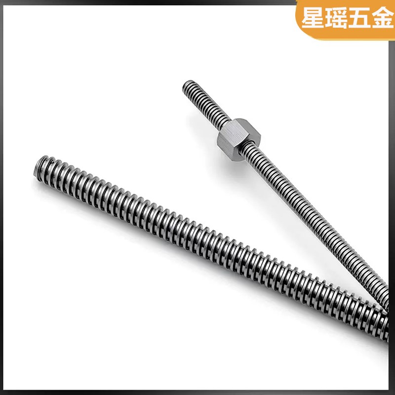 不锈钢304梯形l丝杆粗牙丝杆T型丝杠传动螺杆t形螺母正牙右旋