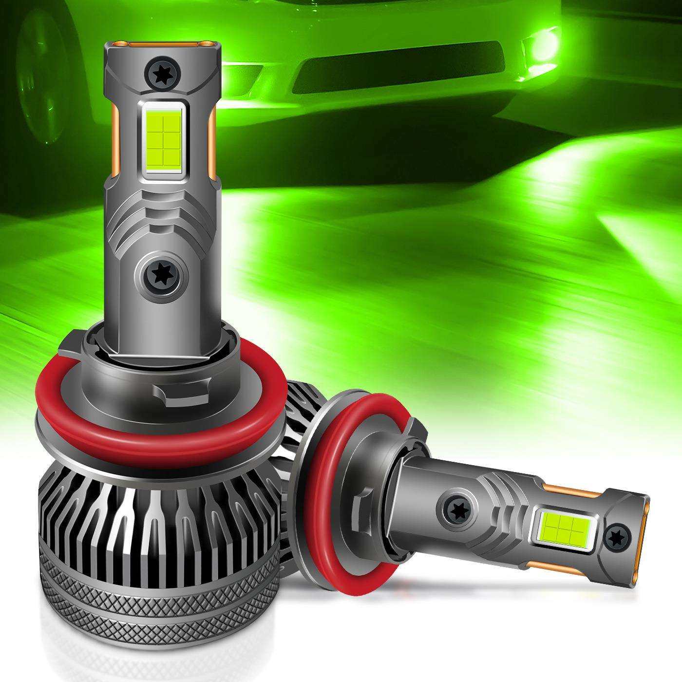 大功率青柠光H8H11双铜管9006汽车led大灯Lemon绿光H3雾灯PSX26W