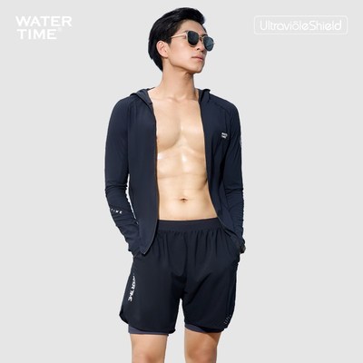WatearTime男士泳衣套装防晒防尴尬泳裤速干 干长袖上衣冲浪服热