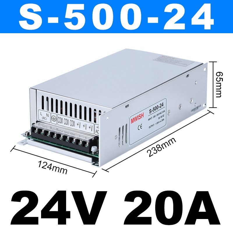 明纬S-500W600W可调开关电源220v转12V24V36V48V直流变压器20A40A