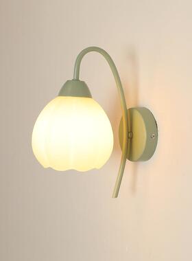 北欧奶油风绿色卧室床头壁灯现代简约客厅阳台楼梯遥控LED墙壁灯