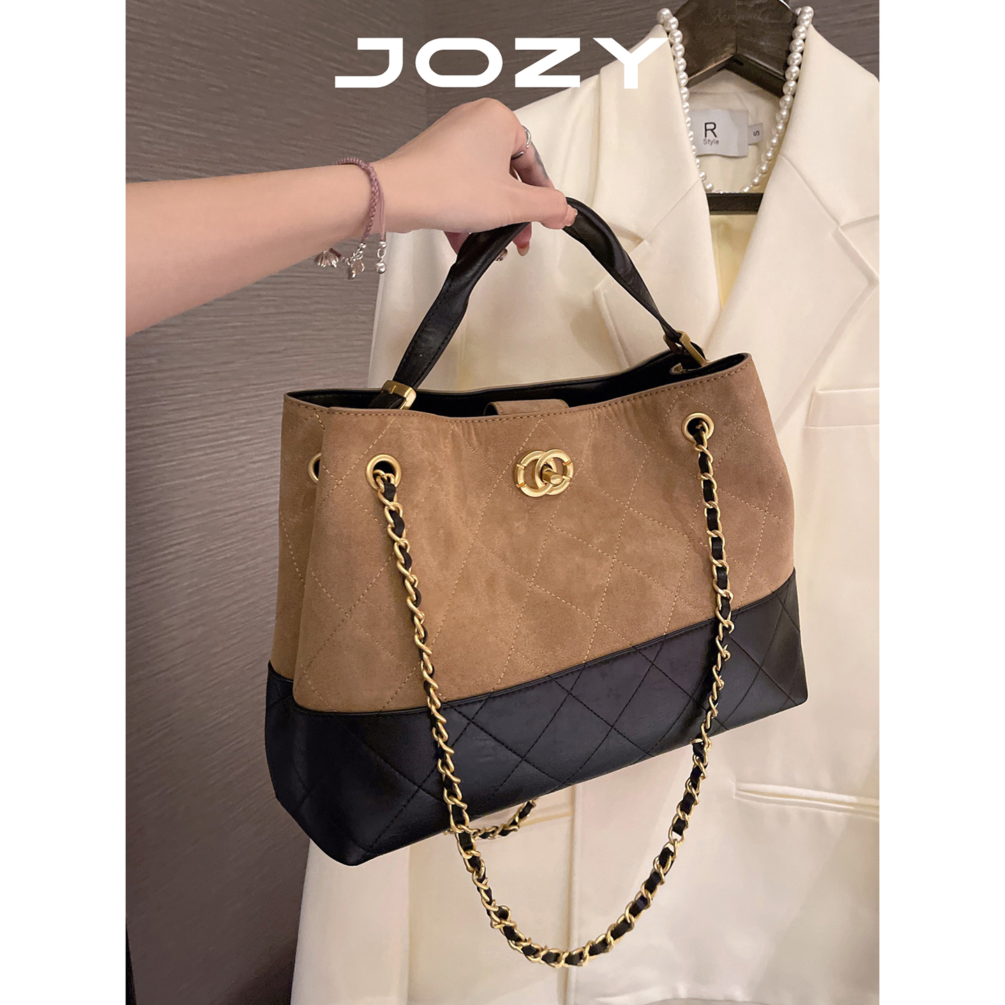 小香风复古大容量托特包