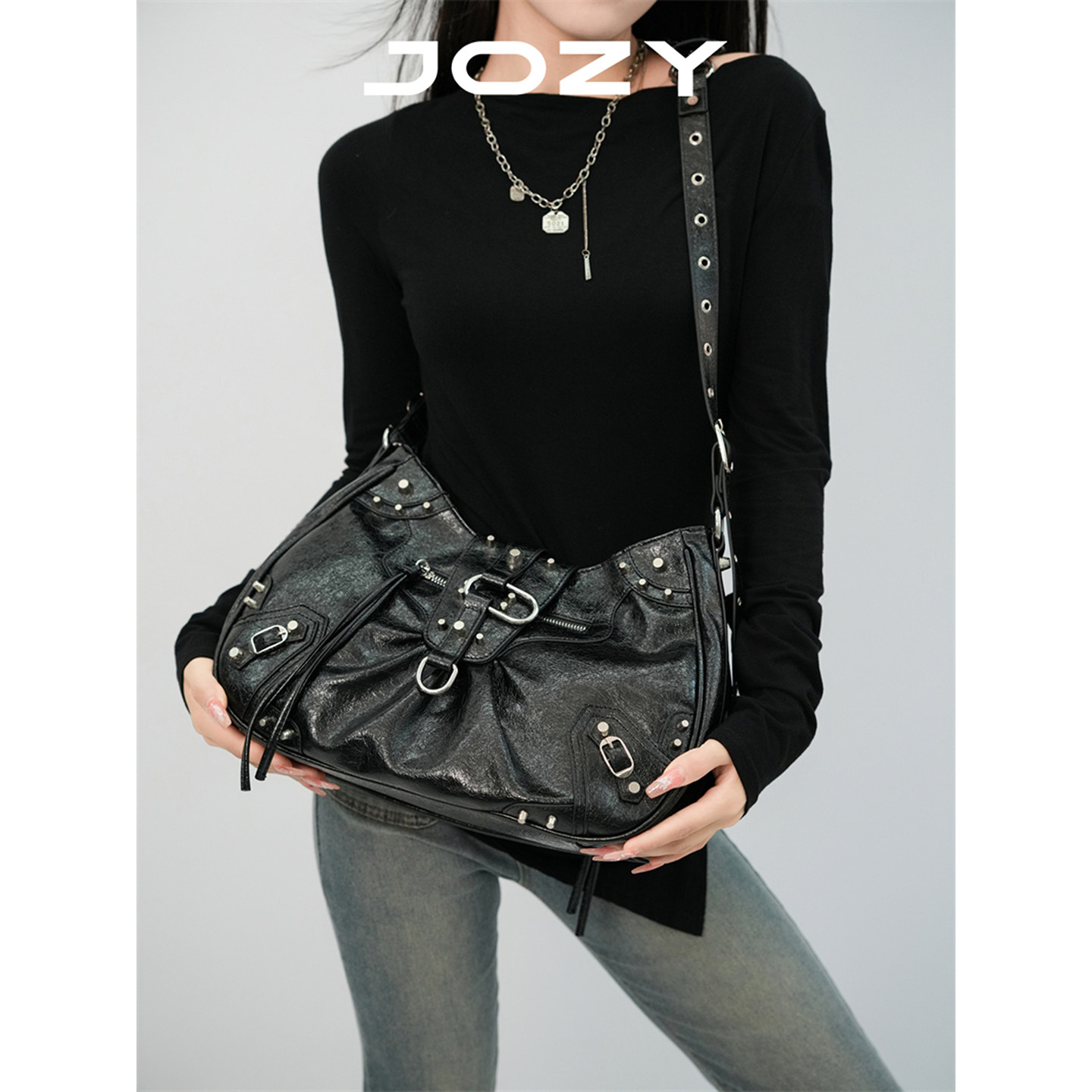 JOZY赛博朋克柳钉机车包包
