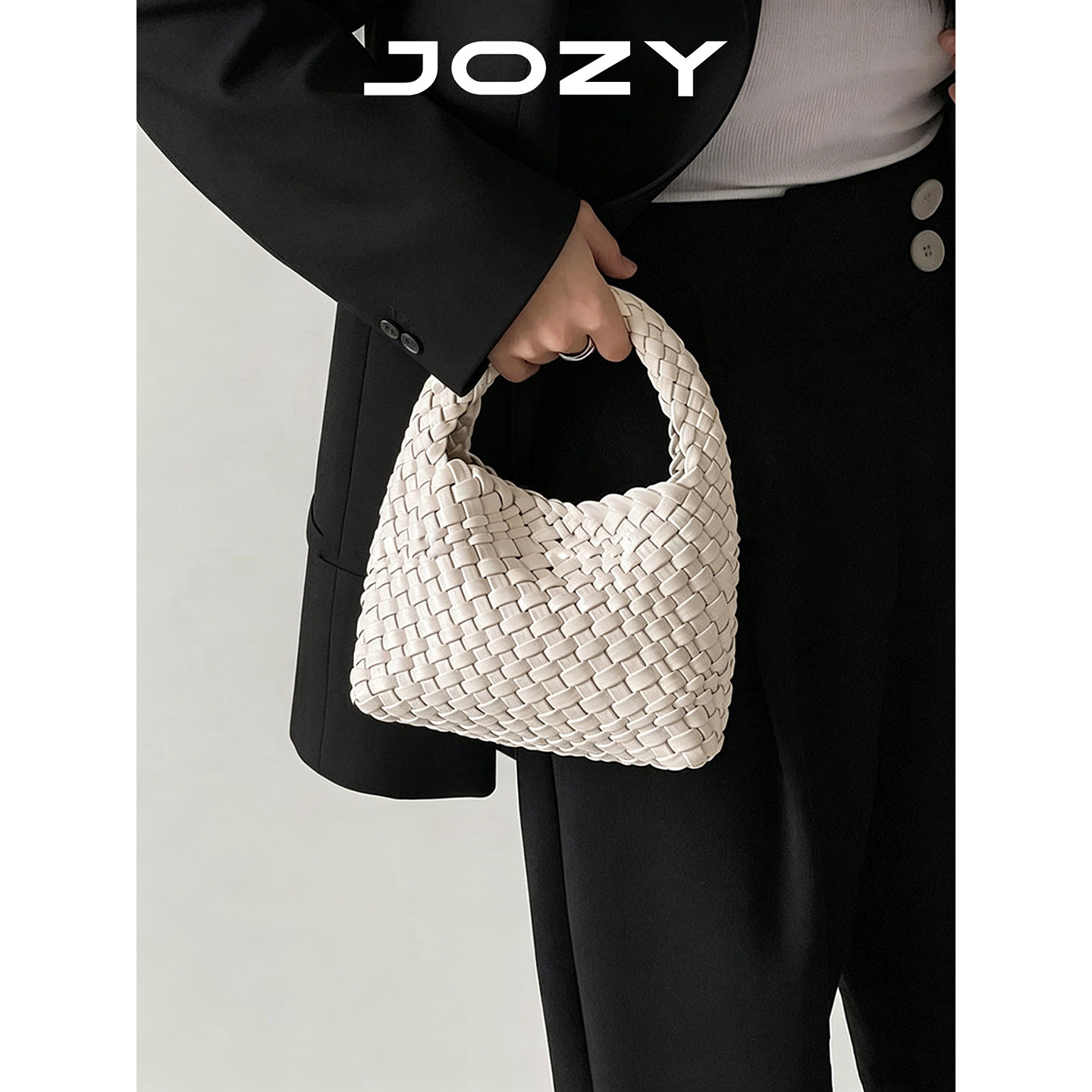 jozy水桶手工编织包包女2026新款百搭小冬手提包高级感单肩斜挎包
