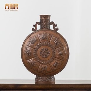 花瓶客厅酒柜家居装 紫铜八宝瓶摆件复古中式 饰品摆设开业送人礼品