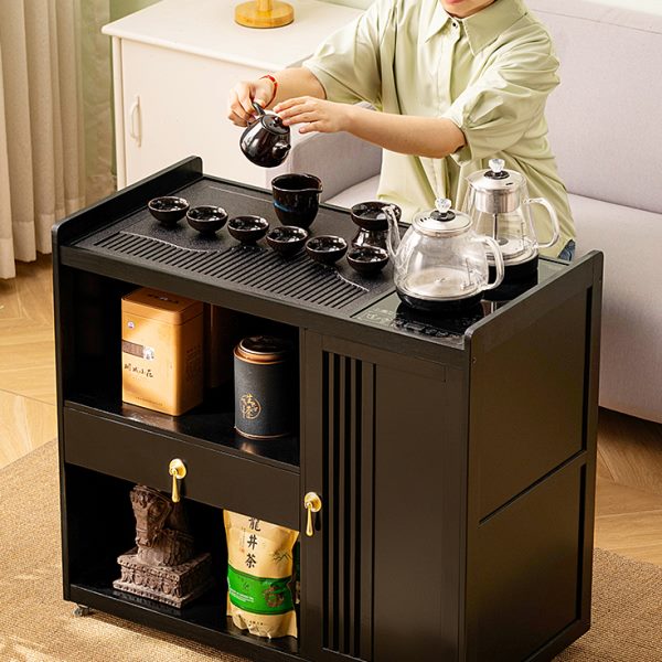 茶水柜简约小茶台移动茶桌一体轻奢烧水壶家用阳台泡茶茶几实木煮