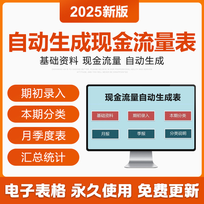 2025年公司企业现金流量表自动生成excel表格财务会计月季度报表