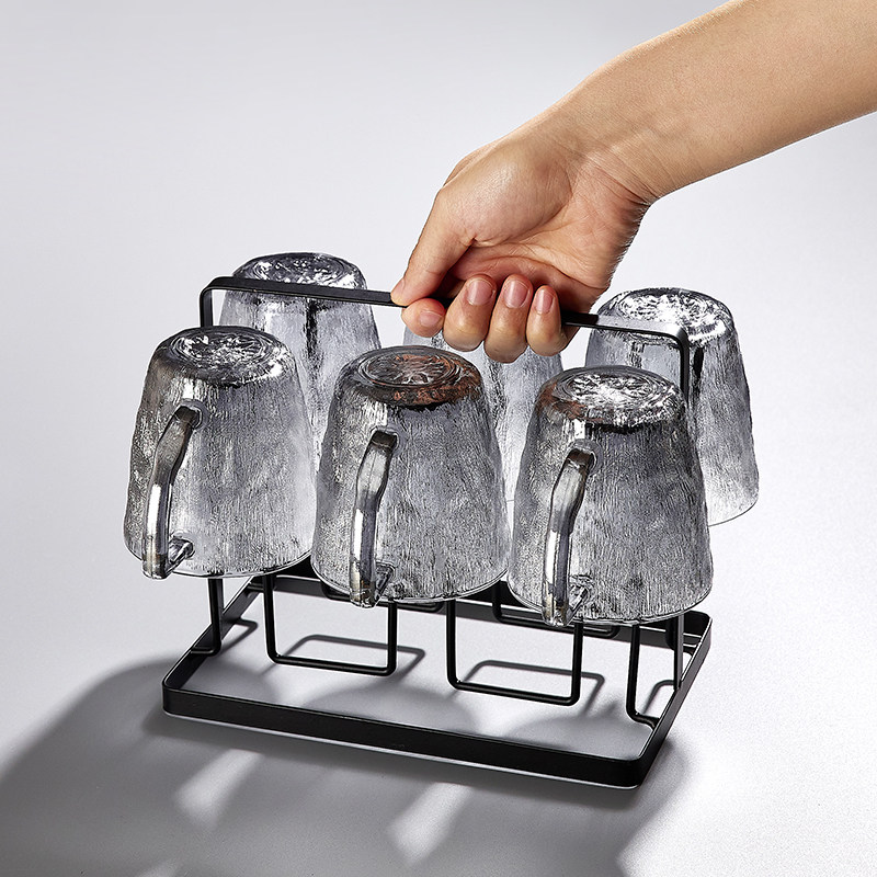 网红高颜值冰川杯纹玻璃杯子家用客厅家庭杯具喝水待客泡茶杯套装