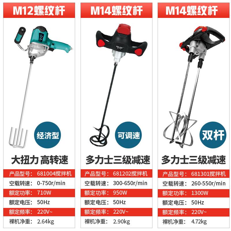 多力士681202工业涂料电动搅拌器油漆腻子粉混凝水泥搅拌机打灰机