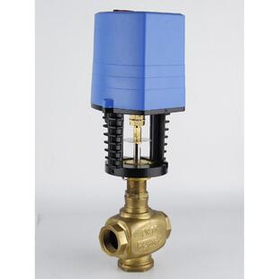 江森接口电动比例调节两通三通螺纹阀VB3200连接空调暖通黄铜材质