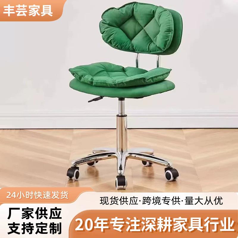 吧台椅美甲滑轮靠背椅前台椅子升降理发椅旋转办公电脑椅脚椅