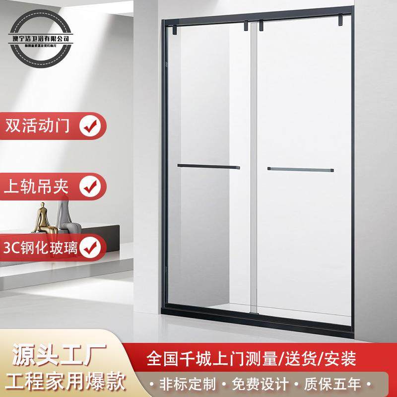 澳宁双活动整体淋浴房一字型浴室隔断干湿分离玻璃门浴屏卫生间