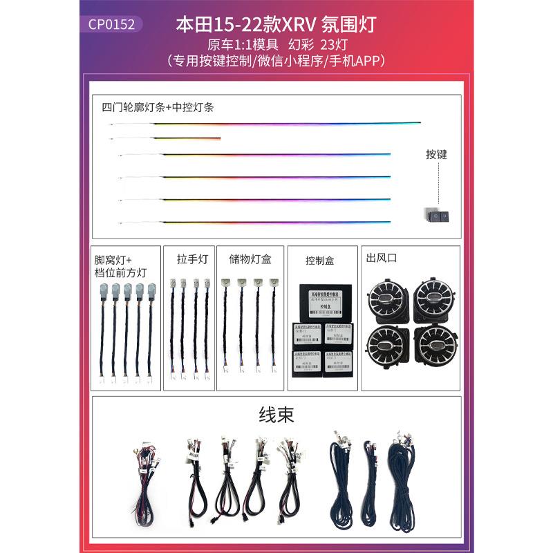 汽车氛围灯幻彩APP控制本-田XRV15-22年原车1:1模具