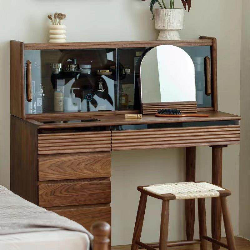 北美黑胡桃全实木斗柜梳妆台一体多功能化妆桌卧室简约现代小户型,特色手工艺,其他特色工艺品,淘宝优惠券,粉丝福利购,淘宝优惠卷