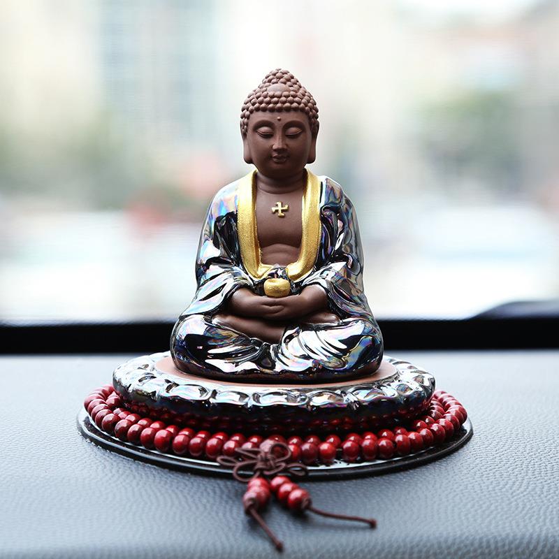 如来佛弥勒汽车摆件创意车内用品陶瓷笑佛车载中控仪表台个性装饰