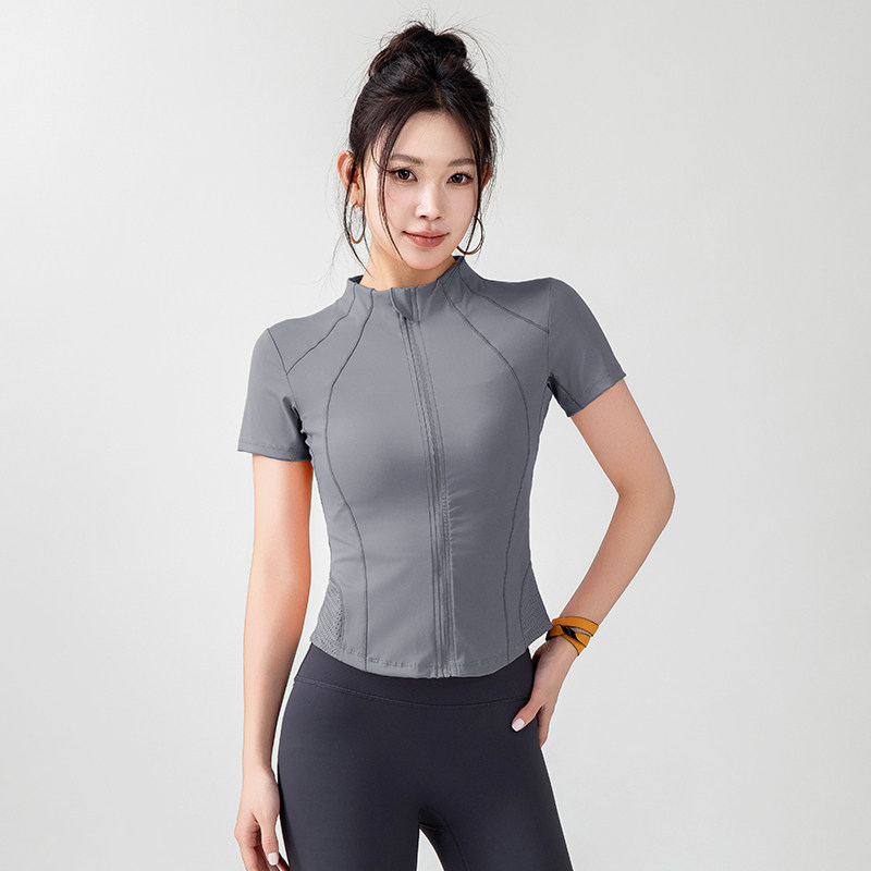 吸汗透气拉链瑜伽服短袖修身显瘦运动上衣跑步瑜伽服外套薄款夏季,运动服/休闲服装,健身衣,淘宝优惠券,粉丝福利购,淘宝优惠卷