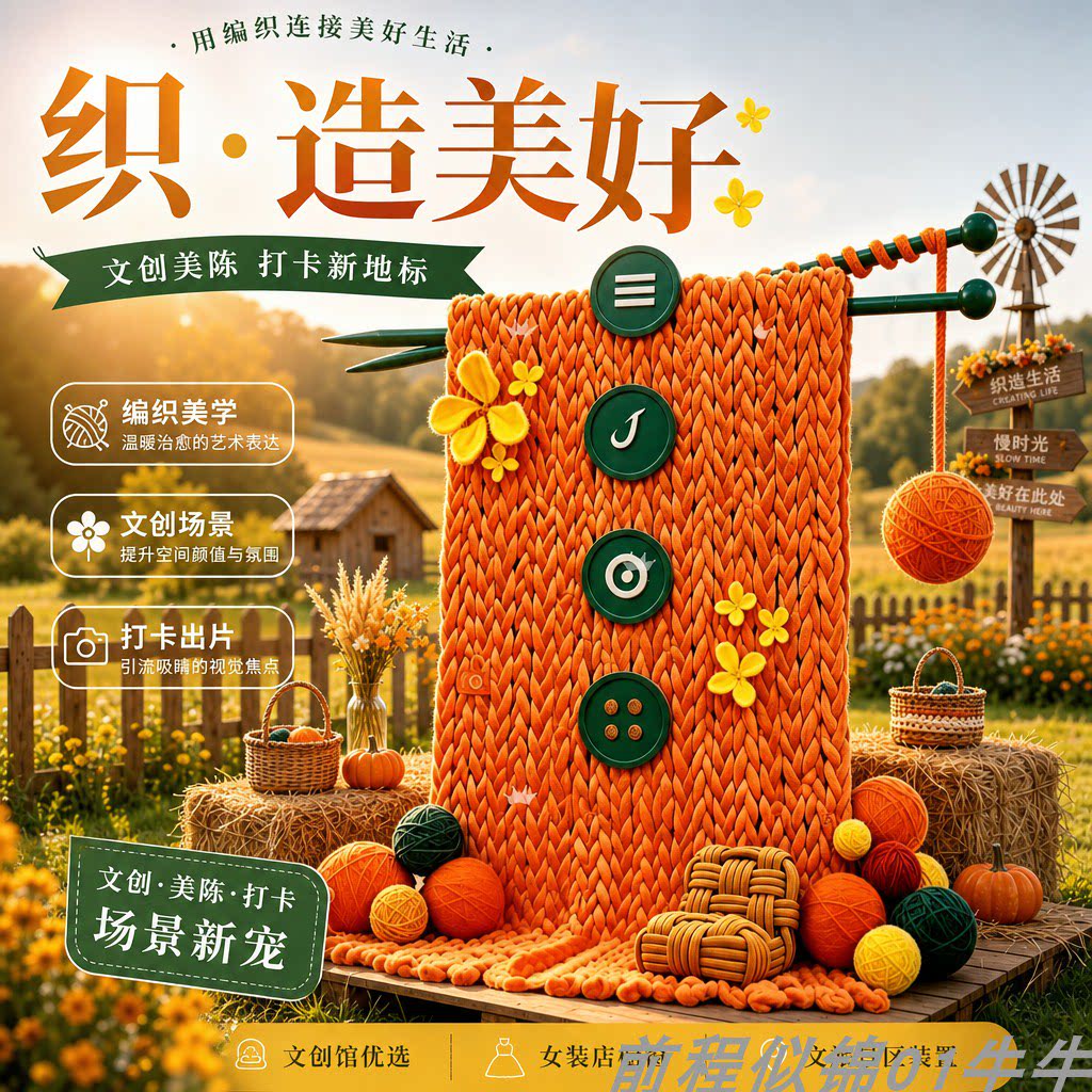 秋日巨型编织毛线网红打卡美陈图片