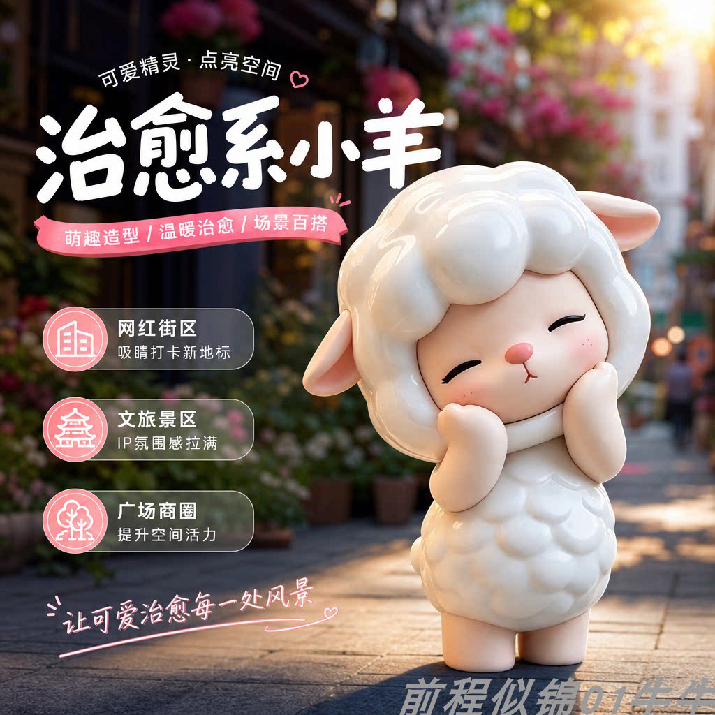 卡通治愈小羊雕塑摆件户外美陈图片