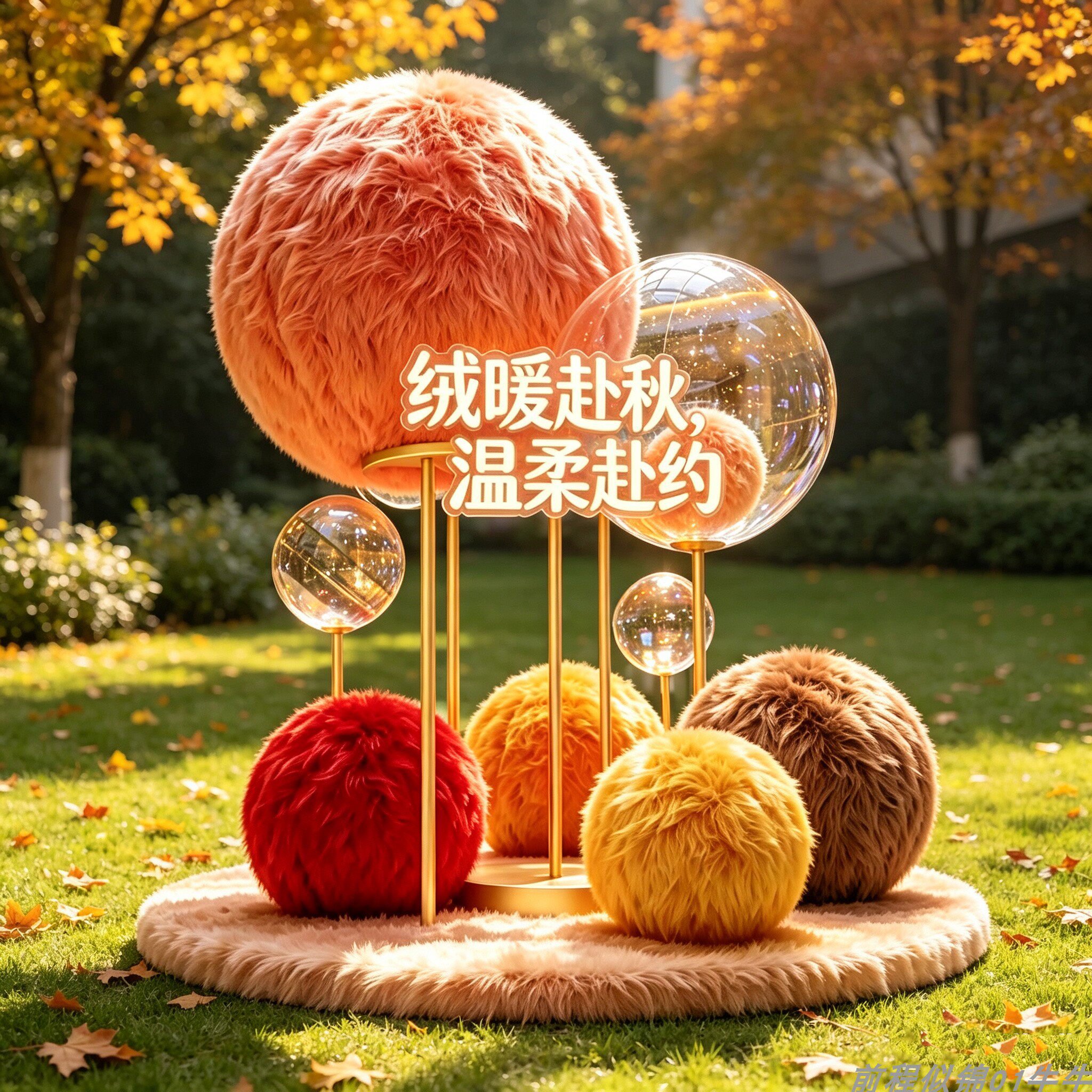 秋冬毛绒圆球网红打卡美陈摆件图片