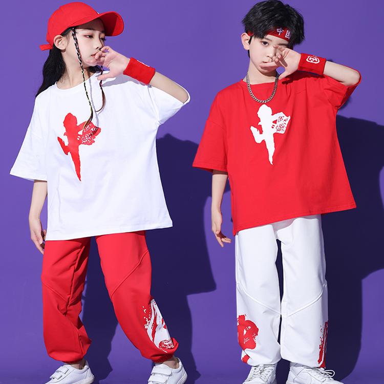 街舞儿童潮服夏季炸街短袖女童舞服装小学生运动会演出服