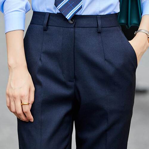 西装裤女藏青藏蓝色春秋直筒