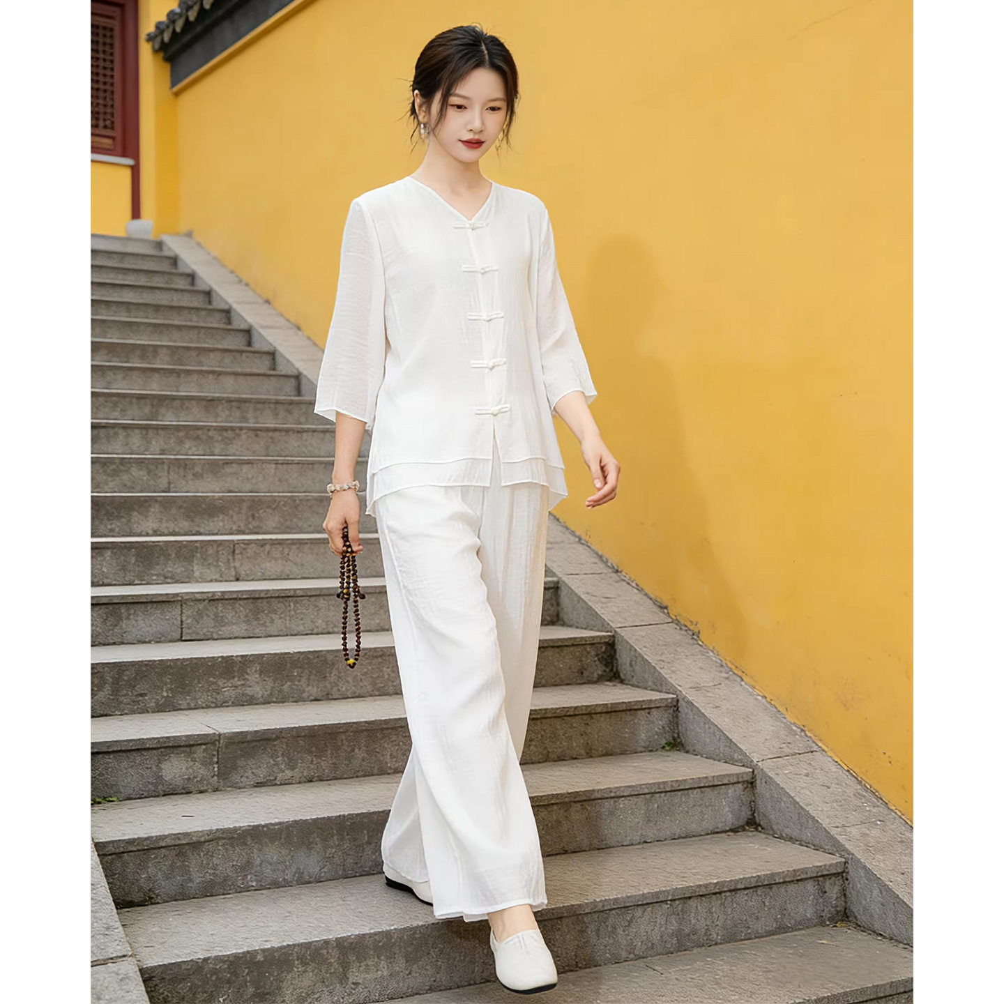 禅意风仙气疗愈禅服白色素衣