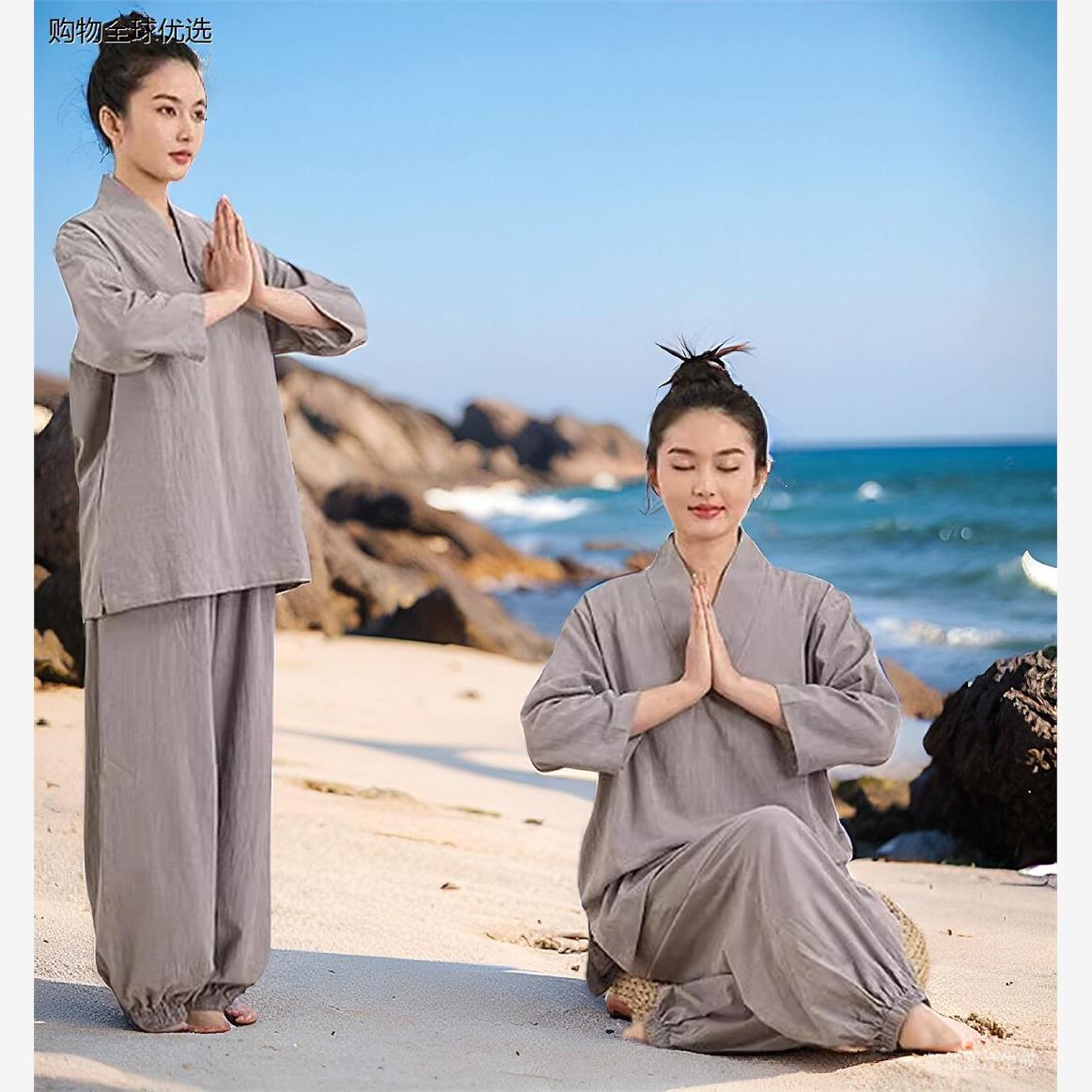 宽松寺院居士服女禅修服