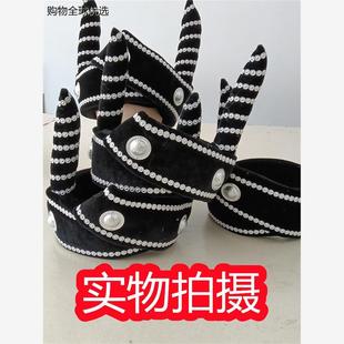 少数民族双层男士演出帽子双角头饰云南彝族加厚傣族佤族苗族演出