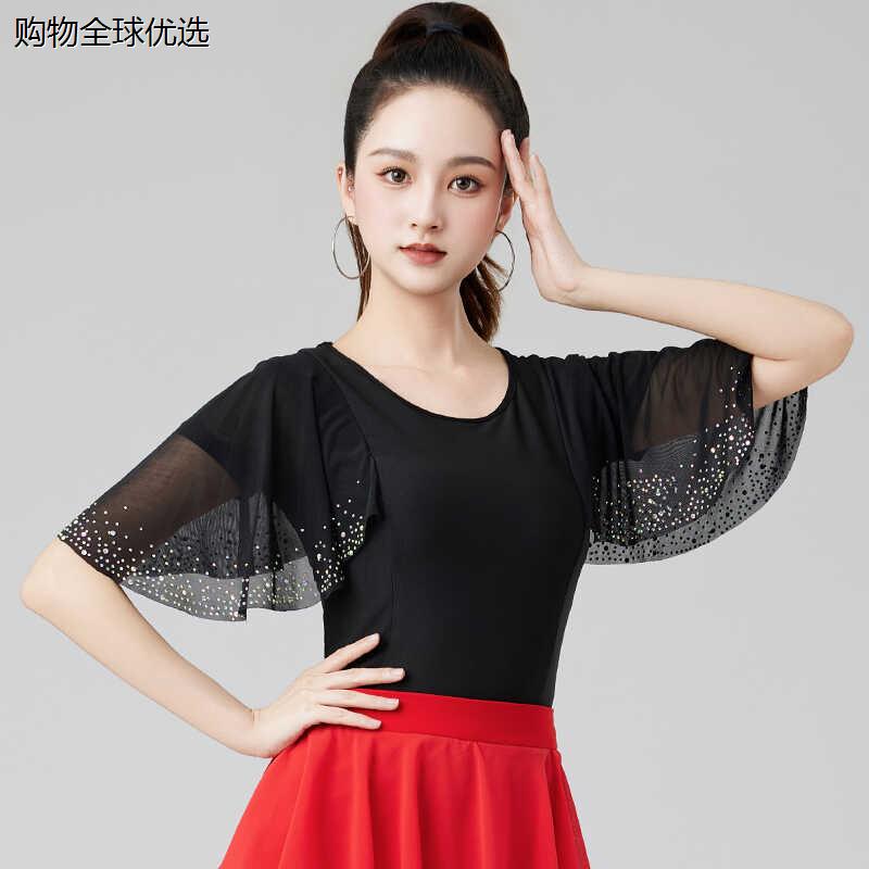 拉丁舞烫钻上衣女2024新