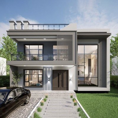 农村自建房设计图简约现代三层别墅设计图纸经Q济型建筑源文件素