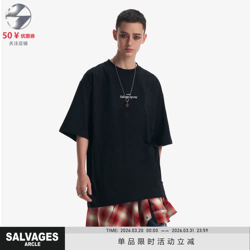 SALVAGES短袖青年宽松圆领简约