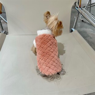 极速小甜粥宠物服小型犬保暖秋冬撞色皮草外套约克夏马Z尔济斯加