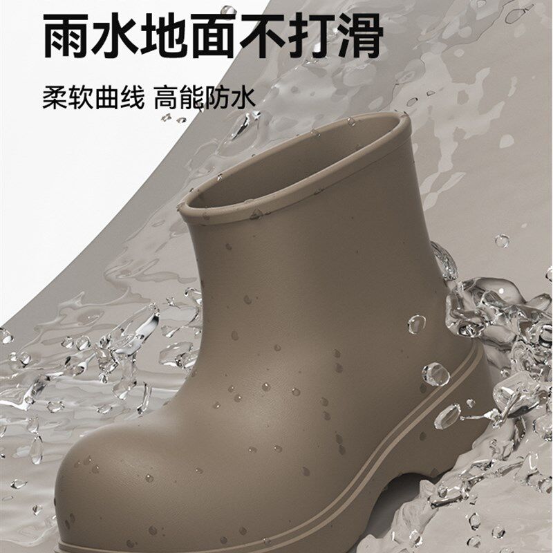极速厚底a耐磨女款雨鞋时尚外穿防水鞋逛街工作胶鞋新款成人通勤