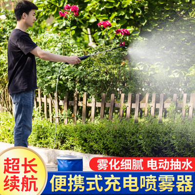 极速便携式电动喷雾枪打药浇花喷枪小型可L充电手持喷雾器园艺家