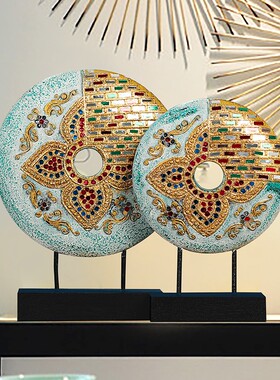 极速异丽东南亚风格桌面r摆件泰式工艺品客厅玄关电视柜实木手工