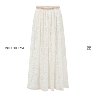 【波嬉】Into The East己印腰部拼色水溶花半裙