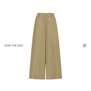 Into The East己印卡其绿颗粒感解构弧型休闲裤