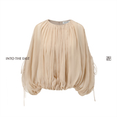 Into The East己印裸粉桑蚕丝抽绳上衣