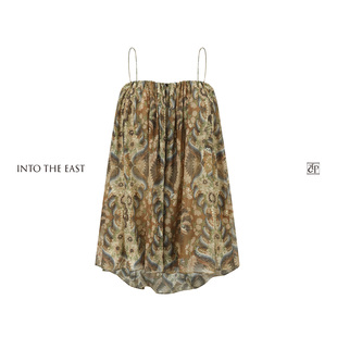 Into The East己印棕榈卷草双层吊带上衣