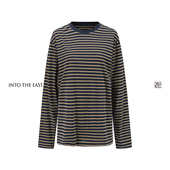 East己印棕蓝条纹长袖 Into The T恤