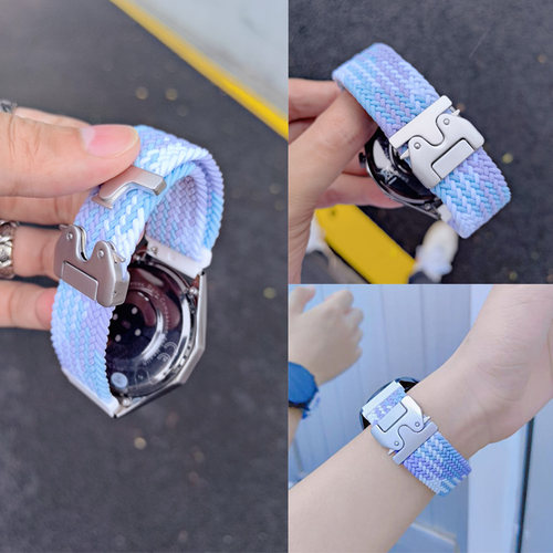 幺诺适用华为手表gt6个性机甲风伞扣Watch5pro编织回环GT5/4/3尼龙透气gt3pro运动弹力watch5/4腕带荣耀男女