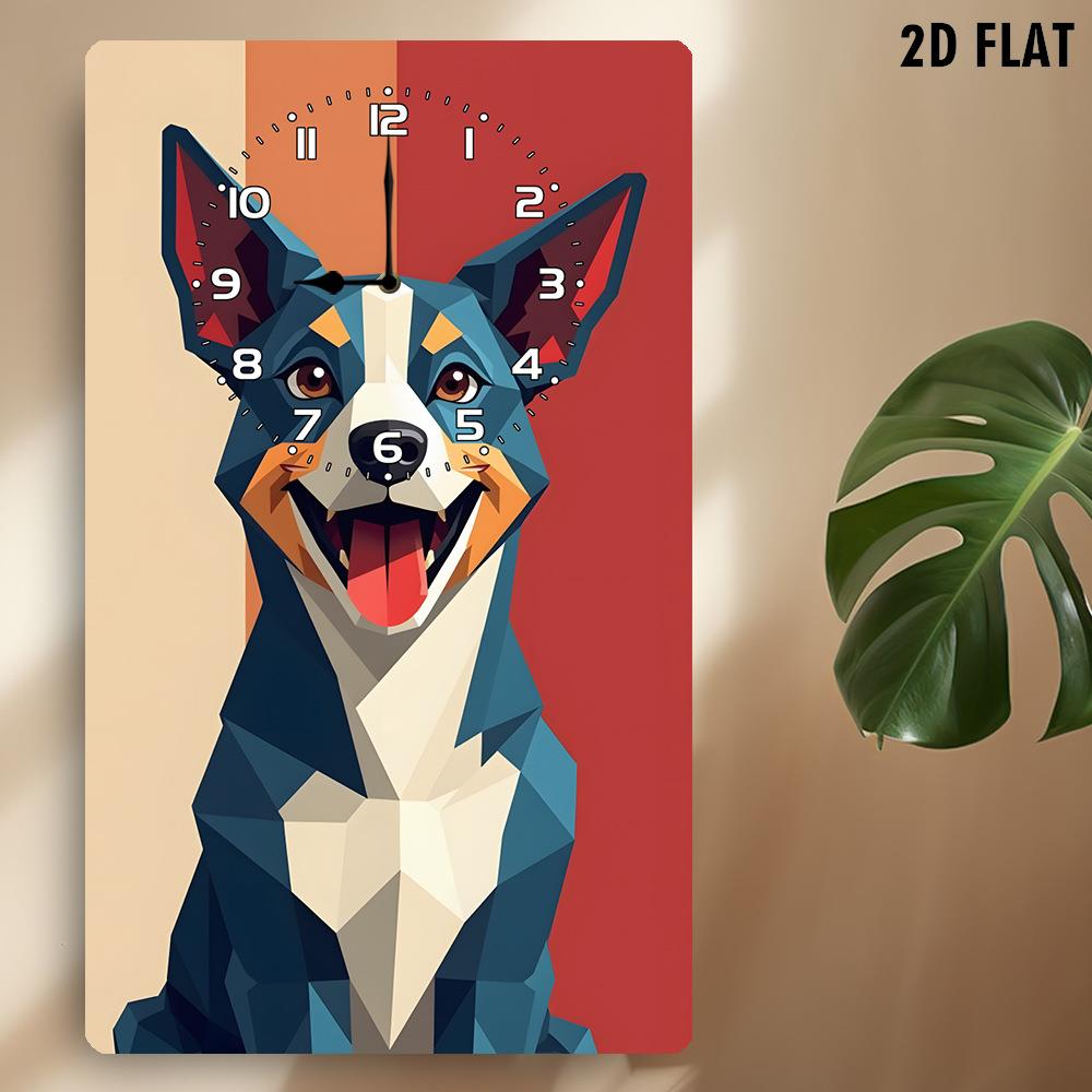 几何狗头时钟，以几何风格狗头为主题的静音挂画钟客厅餐厅办公室