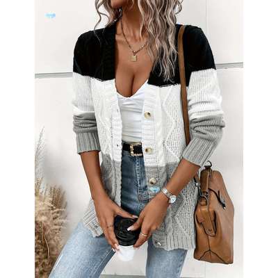 [Polyester Cable Knit Cardigan] Lightweight Polyester'