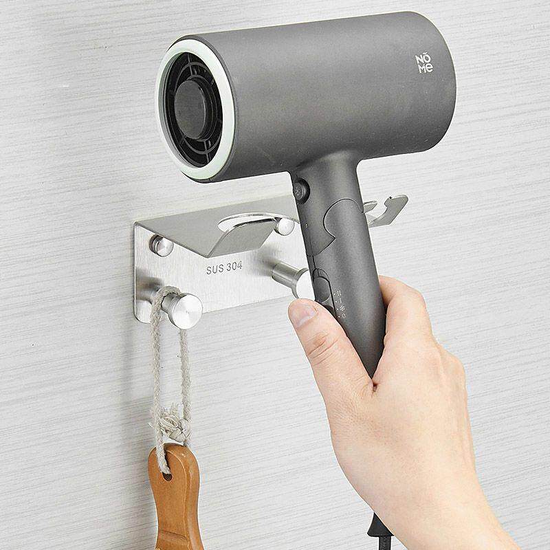 304不锈钢吹风机架免打孔带挂钩壁挂收纳架浴室电吹风筒挂架