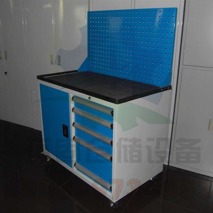 环固钢制移动工具车 花都重型五抽工具车 番禺手推动挂板工具车