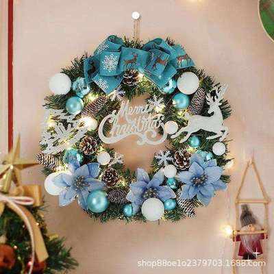 圣诞节装饰品花环门挂花圈场景布置藤条圣诞树圈挂饰挂件门饰吊饰