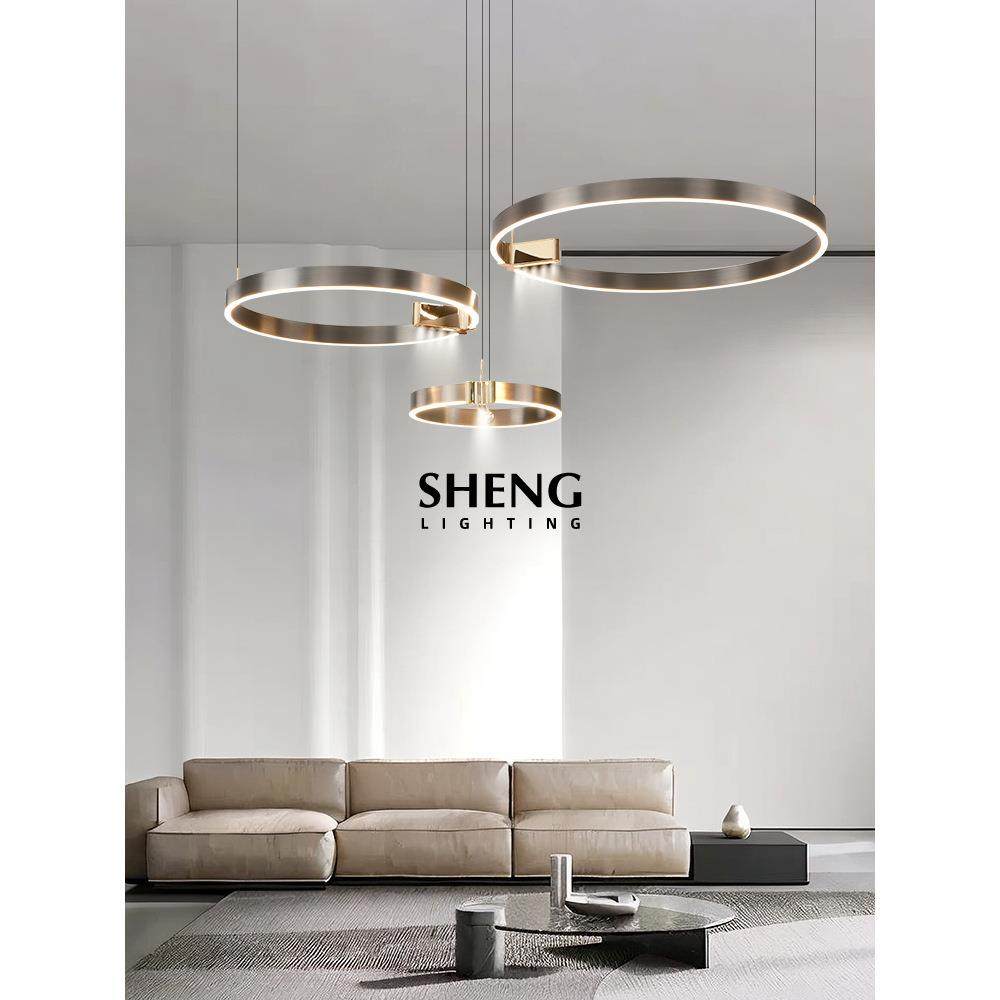 中山工厂直销极简客厅吊灯现代简约大气意式极简三圈圆环形吊线灯,电子元器件市场,集成电路（IC）,淘宝优惠券,粉丝福利购,淘宝优惠卷
